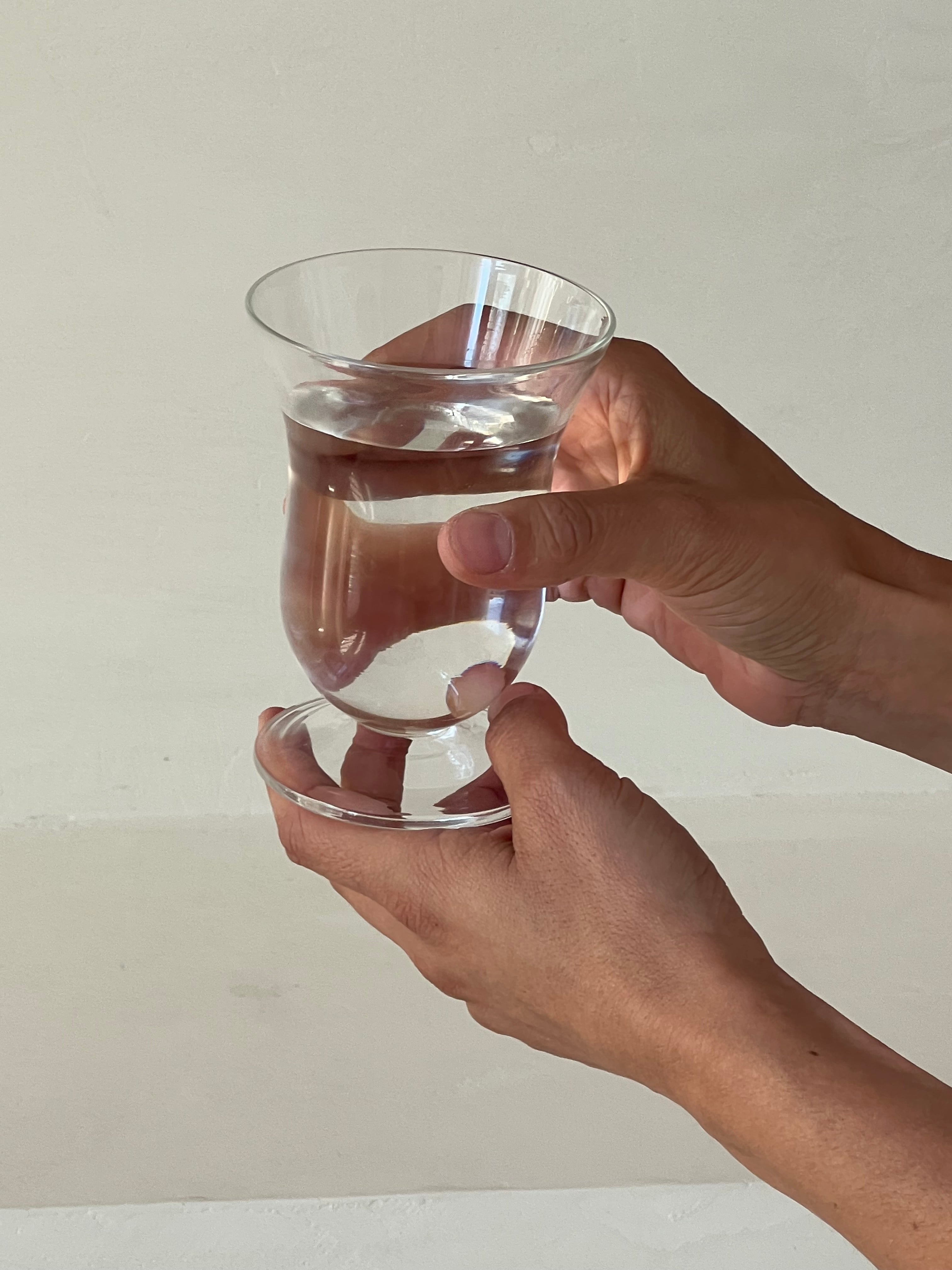 Unique, handblown curvy water glass.