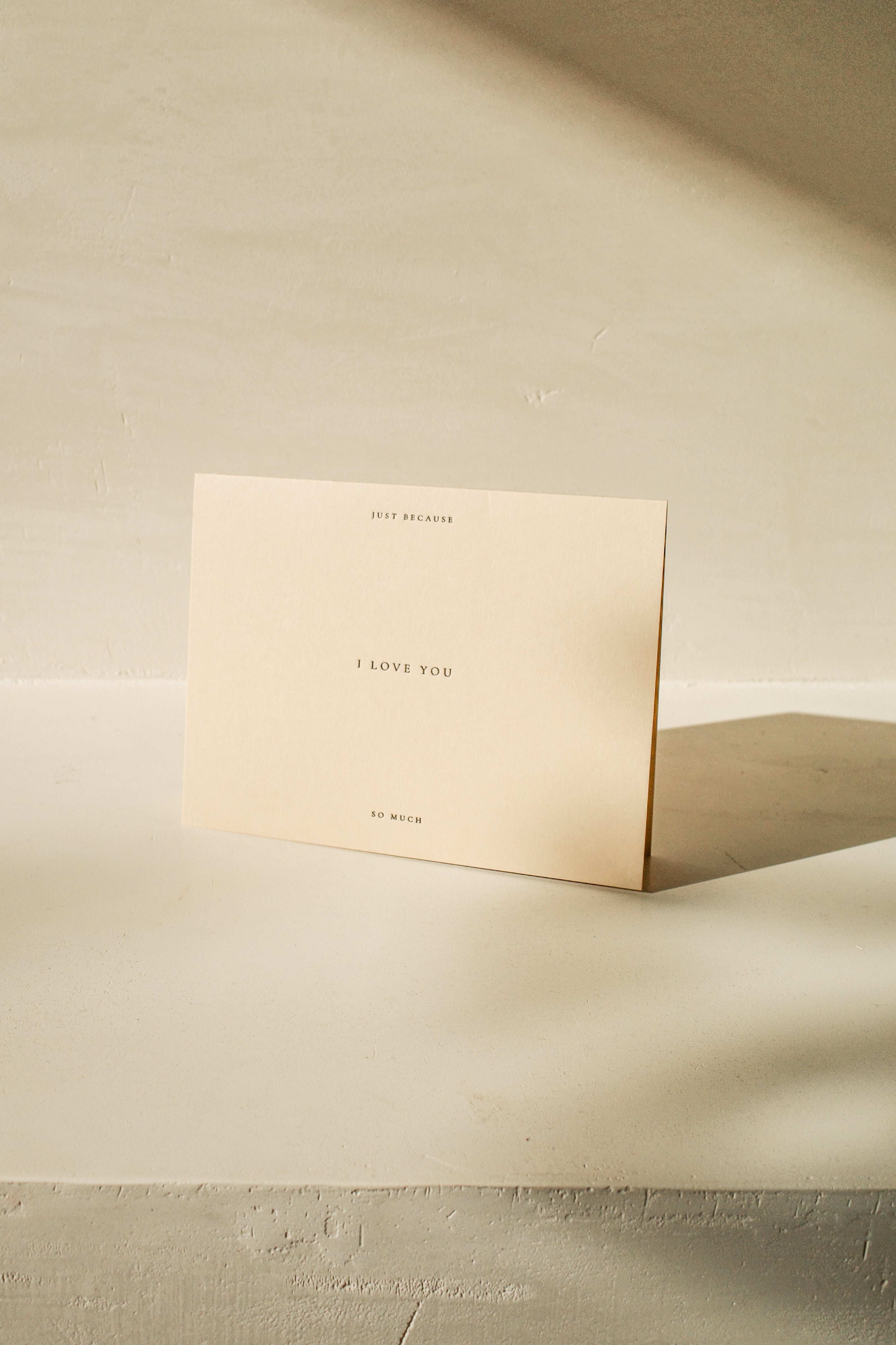 Off white greeting card that reads Just Because I Love You So Much.